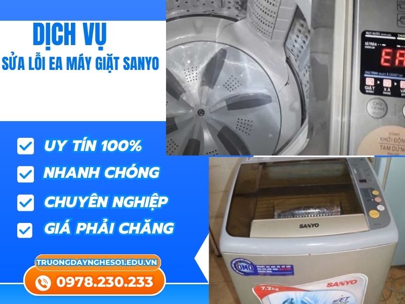 Lỗi EA máy giặt Sanyo sửa nhanh chuẩn uy tín giá rẻ!