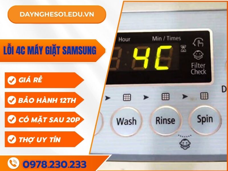 Cách sửa lỗi 4c máy giặt Samsung mới nhất, hiệu quả nhất